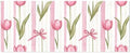 susiyo 3 Rolls Pink Tulips and Ribbon Pattern Gift Wrapping Paper Perfect for Wedding, Baby Shower, Valentine's Day, Christmas - Birthday Wrapping Paper Mini Roll - 58 x 22.8 inches by susiyo