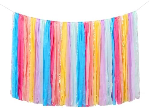 PapaKit 5ft Pastel Rainbow Party Streamer Backdrop by PapaKitCreativeDecoration