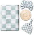 Miaoberry 100% Organic Muslin Swaddle Set| Sage Green Checkered by MiaoberryBaby