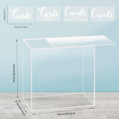 Fowecelt Clear Acrylic Wedding Card Box Large DIY Card Box Blank No Print for Wedding Reception Graduation Party Bridal Shower Keepsake Party Favor Cosmetic Home Decor (10 x10 x 5.5 Inch) - Image 2