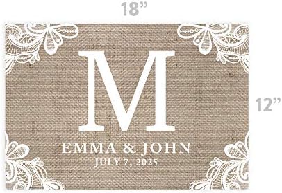 Andaz Press Custom Personalized Disposable Paper Placemats, 12 x 18 Inch, Set of 25, Rustic Burlap Lace Monogram, Tableware, Dining, Tabletop, Table Setting for Wedding, Bridal Shower - Image 3