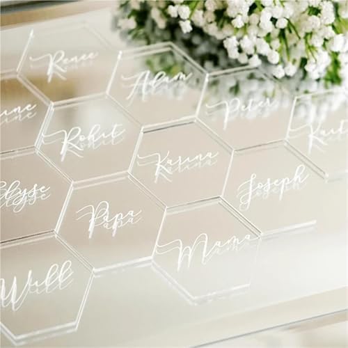 50 Pcs Clear Acrylic Table Place Cards with Stands Wedding Seating Name Tags DIY Decor - Image 6
