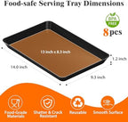 SpaceTrove 8-Pack Serving Tray Set, Reusable Plastic Serving Platter for Party Supplies, Entertaining, Grilling Accessories, Stackable Kitchen Snack Container for Dessert, Fruit, Cookie, (Black) - Image 2