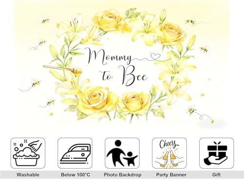 20x10ft Mommy to Bee Backdrop Sweet as Can Baby Shower Party Floral Wildflower Honeycomb Gender Reveal Photography Background Party Banner Decorations Photo Studio Props - Image 2