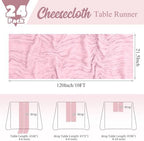 24 Pack Pink Table Runner 10Ft Cheesecloth Table Runner Rustic Gauze Table Runners Romantic Long Sheer Fabric Cheese Cloth Table Runners for Wedding Party Bridal Baby Shower(Light Pink) - Image 2