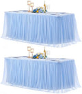 2 Pack 6ft Baby Blue Tulle Tablecloths for Rectangle Tables 72 x 30 Inch Rectangular Table Cloth Wrinkle Free Table Cover with Tutu Skirt for Baby Shower Birthday Party Banquet Buffet Cake Decorations by Suppromo