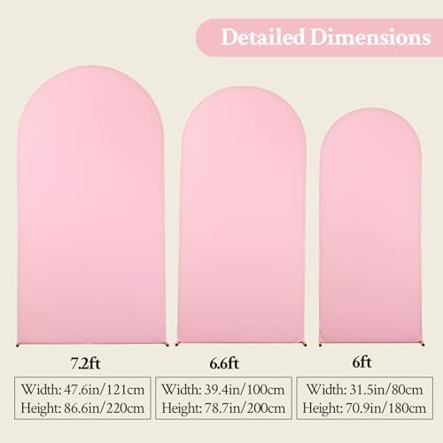 White and Pink Arch Backdrop Cover 7.2FT 6.6FT 6FT Arch Covers Stretchy Backdrop Set of 3, Wedding Arch Cover Spandex Fitted Double-Color Fabric Arch Covers for Party Baby Shower Birthday Decoration - Image 6