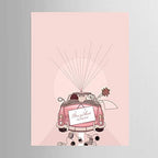Pink Car with Balloons Wedding Guest Book Personalized DIY Fingerprint Signature Sign in Book for Wedding Gifts Party Anniversary Decorations Ready to Hang-80x120cm - Image 2