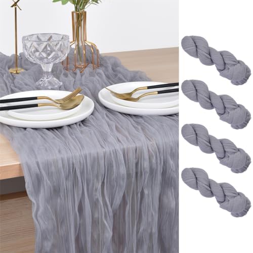 Gray Cheesecloth Table Runner Fall Wedding Birthday Party Home Decor 4 Pack by Joanlody
