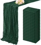 Emerald Green 20 Pack Cheesecloth Table Runner 10FT Boho Fabric Rustic Cheese Cloth Table Runner for Wedding 20 x 120 Inch Long Bridal Shower Baby Shower Gauze Sheer Birthday Party Table Decorations by FoliafeelHome