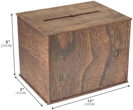 Cregugua Large Card Box 12"x 9"x 9" Rustic Wooden Card box Gifts Card Box for Wedding Birthday Baby Shower Graduation Party - Image 2