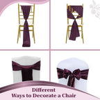 MDS® Pack of 50 Satin Chair Sashes for Wedding & Events – Plum - Image 4