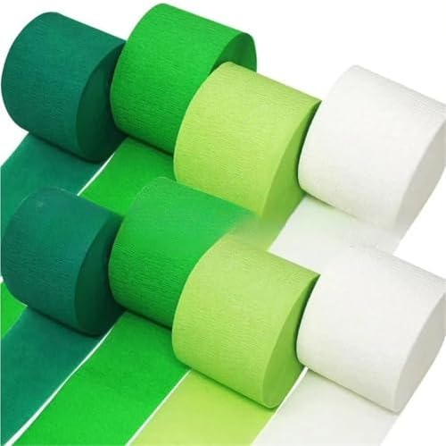 Crepe Paper Colorful Party Decorations Crepe Paper Streamers with Hanging Fringe Tinsel Curtain for Baby Shower Birthday Party Decor(8 pcs Green) by Unknown