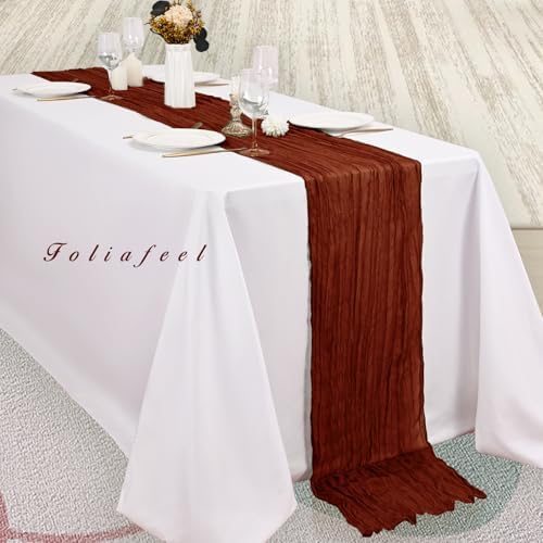 12 Pack Terracotta Cheesecloth Table Runner 10FT Boho Rustic Cheese Cloth Table Runner for Wedding 20 x 120 Inch Long Bridal Shower Baby Shower Gauze Fabric Sheer Birthday Party Table Decorations - Image 4