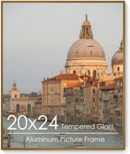 20x24 Metal Picture Frame, Aluminum Poster Frame with Real Glass, Bronze by FLYJOE