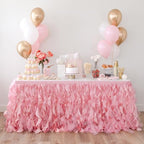 Coral Pink Tutu Table Skirt 9ft with Double Layer Organza Willows. Princess Party Decorations, Quinceanera, 1st Baby Girl Birthday Décor, Baby Shower Decor or Gender Reveal by BluekateParty