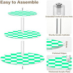 J JOYSAY Chess Checkerboard White Light Green Print Acrylic Cupcake Stand 3 Tier Dessert Table Display Set Clear Cake Stands for Party Baby Shower Wedding Decorations Easy Assembly Donut Tower - Image 2