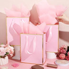 Yeaqee 50 Pcs Metallic Paepr Gift Bags Bulk with Handles,Pink Gold - Image 5