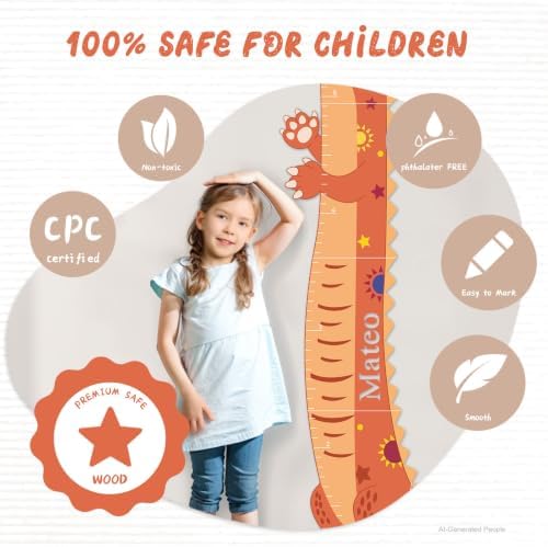 Personalized Name Kids Height Wall Chart - Tyrannosaurus Rex Height Chart - Image 3