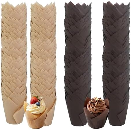 1000 Pcs Tulip Cupcake Liners Solid Tulip Cups Holders Wrappers Greaseproof Baking Cups Muffin Baking Cupcake Liners for Wedding Baby Showers Birthday Party(Classic Style) by CONEHOY
