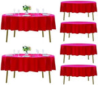 Fokitut 6 Pack Round Tablecloth, 90 Inch, Stain Resistant and Wrinkle Polyester Table Cloth, Fabric Table Cover for Kitchen Dining, Wedding, Party, Holiday Dinner-Red by Fokitut