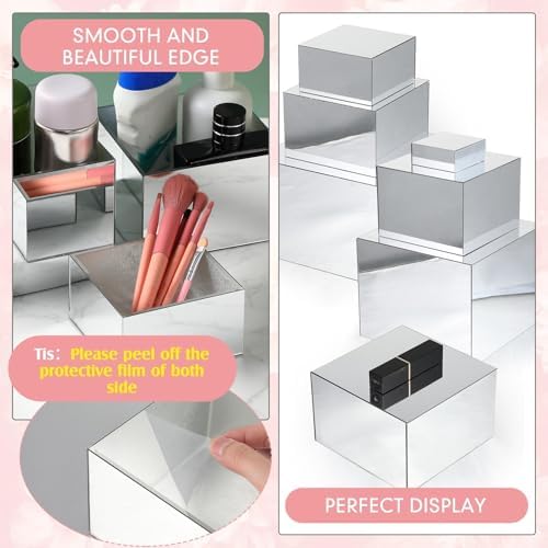 Geelin 6 Pack Acrylic Risers Hollow Bottom,Silver,3 to 8 Inch,Square - Image 3