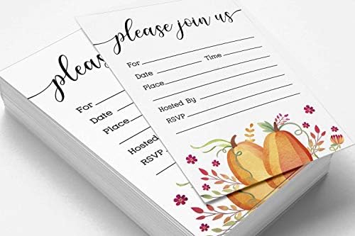 Pack of 30, Please Join Us Invitations with Envelopes, Autumn Pumpkin Watercolor Invites for Your Wedding, Bridal Shower, Baby Shower, Engagement Party, Birthday 5 X 7 Inches - Image 3