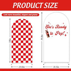FYSUIMU 2 Pcs She’s Ready to Pop Arch Backdrop Covers Red Plaid Soda Bottle Stretchy Spandex Arch Stand Fabric Cover for Baby Shower Gender Reveal Party Decorations (5ft/6ft) - Image 2