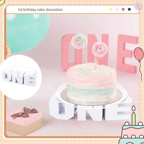 12 inch One Letters Round Cake Stand 1st Birthday Cupcake Display - Image 5