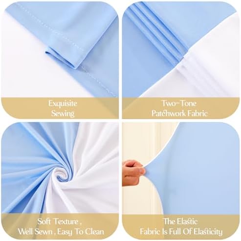White and Blue Arch Backdrop Cover 7.2FT 6FT Wedding Arch Covers Set of 2 Spandex Fitted Fabric Backdrops Double-Color Arches Covers Stretchy Backdrop for Party Baby Shower Birthday Decoration - Image 6