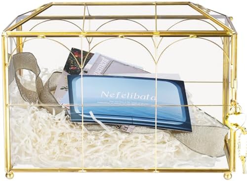 HighFree Glass Wedding Card Box with Lock & Slot (With Arch, Medium) by HighFree