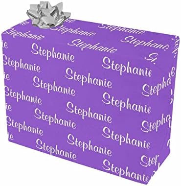 MyPupSocks Personalized Photo Face Wrapping Paper Sheets Initials Name Text Purple for Mothers Day, Birthdays, Bridal Showers, Baby Showers, Valentines Day 3 Rolls 58x23 inch by MyPupSocks
