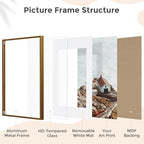 FLYJOE 22x28 Metal Picture Frame For Wall With Mat For 18x24, 22''x28'' Aluminum Photo Frames With Tempered Glass, Minimalist Modern Poster Frame Horizontal And Vertical Formats, Bronze - Image 5