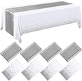 Breling 24 Pack White and Silver Disposable Tablecloth and Table Runner Set by Breling