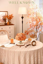 Artificial Flowers in Vase with Faux Water, Burnt Orange Rose Arrangement - Image 3