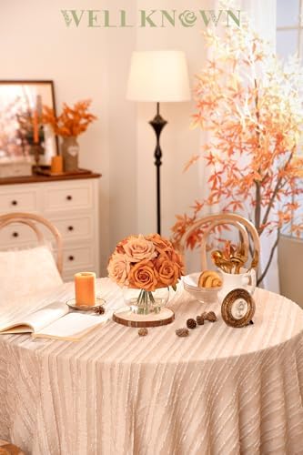 Artificial Flowers in Vase with Faux Water, Burnt Orange Rose Arrangement - Image 3