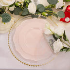 WDF 60pcs Pink Plastic Plates - Baroque Pink Disposable Plates Including 30 Dinner Plates 10.25inch, 30 Dessert Plates 7.5inch for Upscale Wedding/Baby Shower/Spring - Image 4