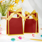 AmazingSpark 50 Pcs Burgundy Gold Mini Gift Bags Bulk 6.3 x 3.9 x 2.8 Inch Party Favors Elegant Small Gift Bags with Handles and Ribbon Bows for Wedding Birthday Bridal Baby Shower Party Favors - Image 3
