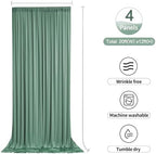 20ftx12ft Sage Green Backdrop Curtains for Parties, Wrinkle Free Polyester Sage Green Photo Backdrop Drapes 4 Panels 12 ft Long Back Drop Cloth for Wedding Birthday Photography Background Party - Image 7