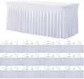 12 Pack White Spandex Tablecloth for 6 Foot Rectangle Tables, Wrinkle Free Fitted Table Cloth Cover 6ft White Stretchy Tablecloths with Skirt for Parties Weddings Birthday Banquet Baby Shower by Htper