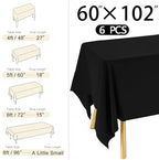 6 Pack Rectangle Black Table Cloth Bulk Washable Polyester Table Cover for Wedding Dining Table Buffet Parties Banquet Decoration（60x102Inch, Black） - Image 2