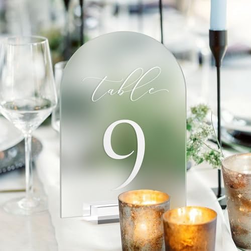 Frosted Arch Table Numbers for Wedding, 5x7 Inch Acrylic Table Numbers 1-10 with Stands, Frosted Acrylic Arch Tabletop Sign with Holder for Centerpiece, Reception, Wedding, Party, Event - Image 6