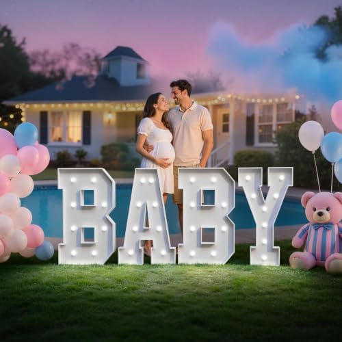 Baby Marquee Letters, 3FT White Lights Baby Shower Decorations - Image 2