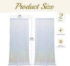 10x10ft Sequin Silver Backdrop Curtains Wedding Party Glitter Curtain Backdrop Fabric Shimmer Drapes Backdrop Bridal Baby Shower Birthday Christmas Photoshoot Background Photography 5x10FT，2 Panels - Image 5