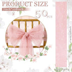 VitalCozy 50 Pack Pink Pearls Vintage Chair Sashes with Bows Wedding Decor - Image 2