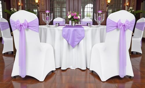 MDS Pack of 200 Chiffon Chair Sashes for Wedding & Event Décor - Orchid - Image 2