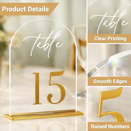 Wedding Table Numbers 1-10, 5.5" x 7" Acrylic Reception Signs with Stands - Image 4