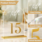 Table Numbers 1-15, 5.5" x 7" Gold Acrylic Signs, Wedding Reception Decor - Image 4