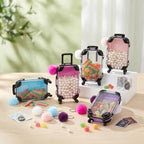 Gejoy 20 Pcs Mini Suitcase Party Favor Box with Plush Ball Keychains 7.48 x 3.15 x 1.97 Inches Empty Luggage Storage Box Clear Candy Packaging Containers for Baby Shower Travel Wedding (Multicolor) - Image 4