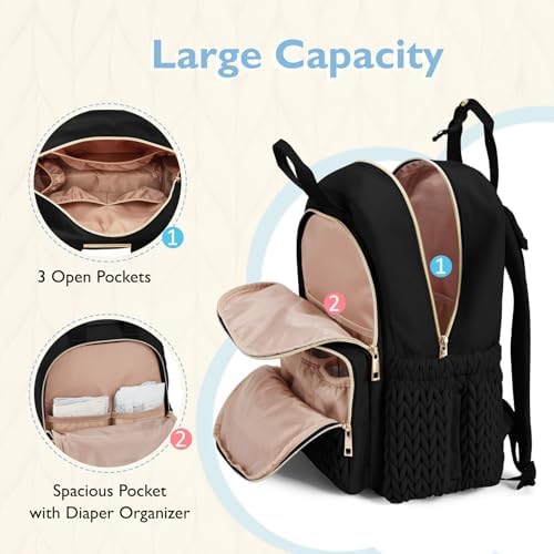 mommore Diaper Bag Backpack, Large Travel Baby Bag for Daily Essentials - Image 3